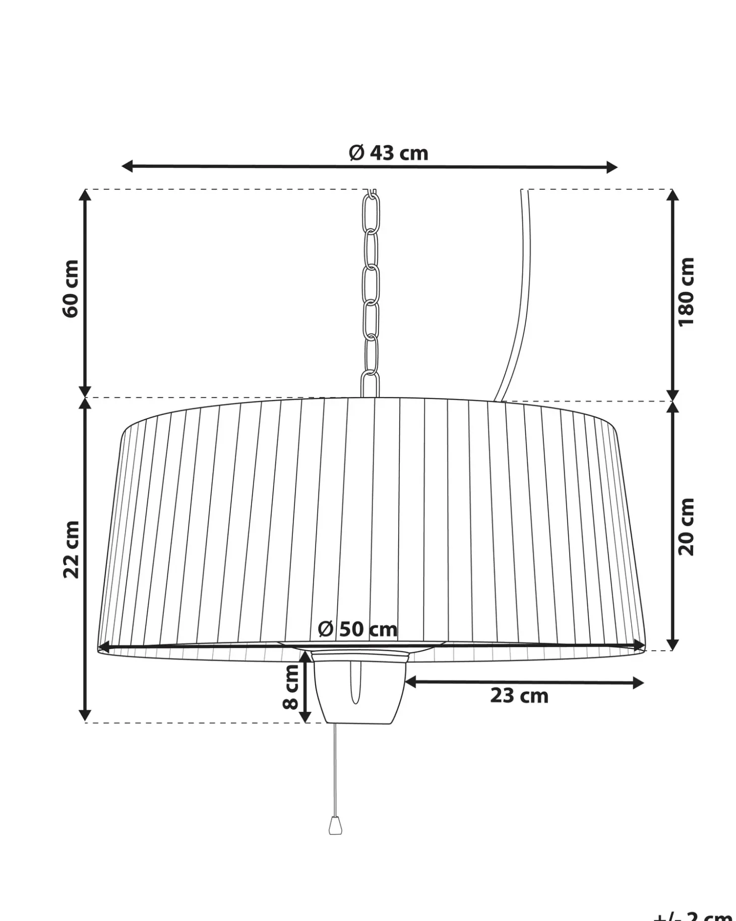 Hængende infrarød terrassevarmer ASCEA 1500 W Lysegrå