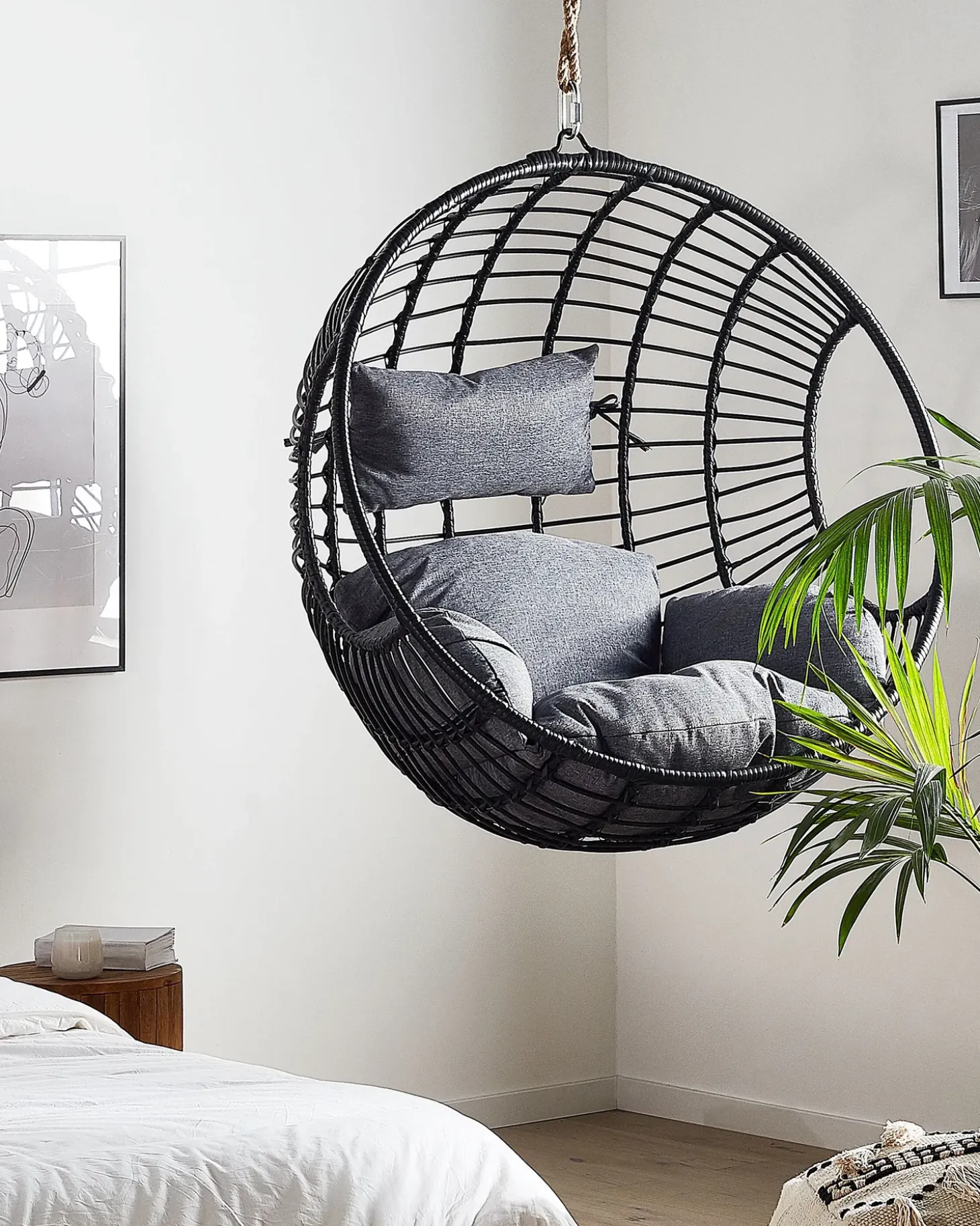 Hængestol ASPIO PE-rattan Sort