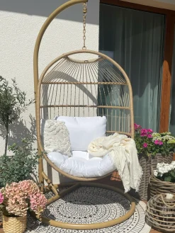 Hængestol med stativ ALBA PE-rattan Naturlig