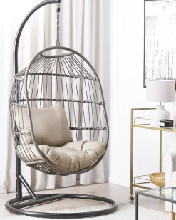 Hængestol med stativ ALBA PE-rattan Sort