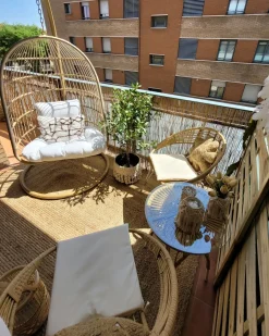 Hængestol med stativ ALLERA PE-rattan Beige