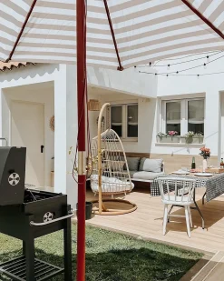 Hængestol med stativ ALLERA PE-rattan Beige