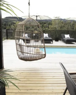 Hængestol med stativ ALLERA PE-rattan Beige