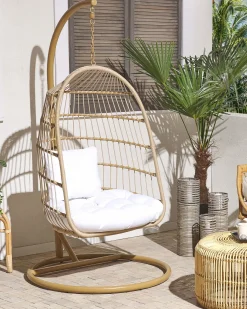 Hængestol med stativ ALLERA PE-rattan Beige