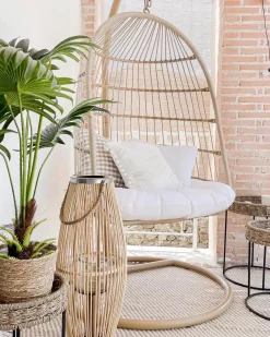 Hængestol med stativ ALLERA PE-rattan Beige