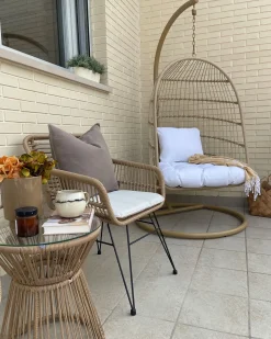Hængestol med stativ ALLERA PE-rattan Beige