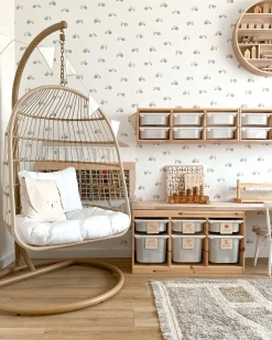 Hængestol med stativ ALLERA PE-rattan Beige