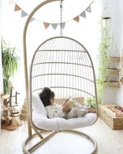 Hængestol med stativ ALLERA PE-rattan Beige