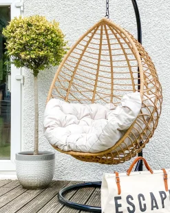 Hængestol med stativ ARSITA PE-rattan Naturlig