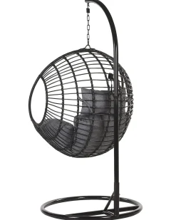 Hængestol med stativ ASPIO PE-rattan Sort