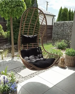 Hængestol med stativ PINETO PE-rattan Naturlig