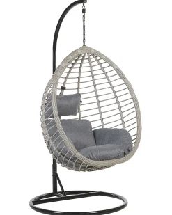 Hængestol med stativ TOLLO PE-rattan Grå