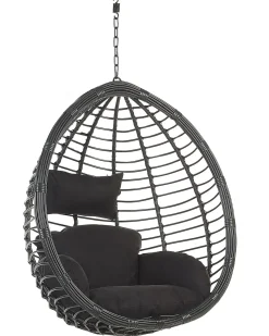 Hængestol med stativ TOLLO PE-rattan Sort