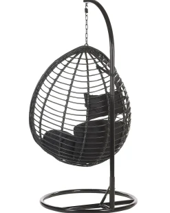 Hængestol med stativ TOLLO PE-rattan Sort