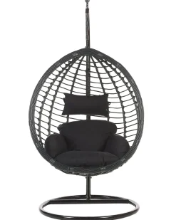 Hængestol med stativ TOLLO PE-rattan Sort
