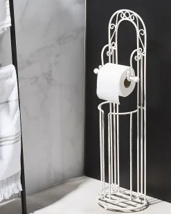Holder til toiletpapir og -børste TEMUCO Metal Hvid