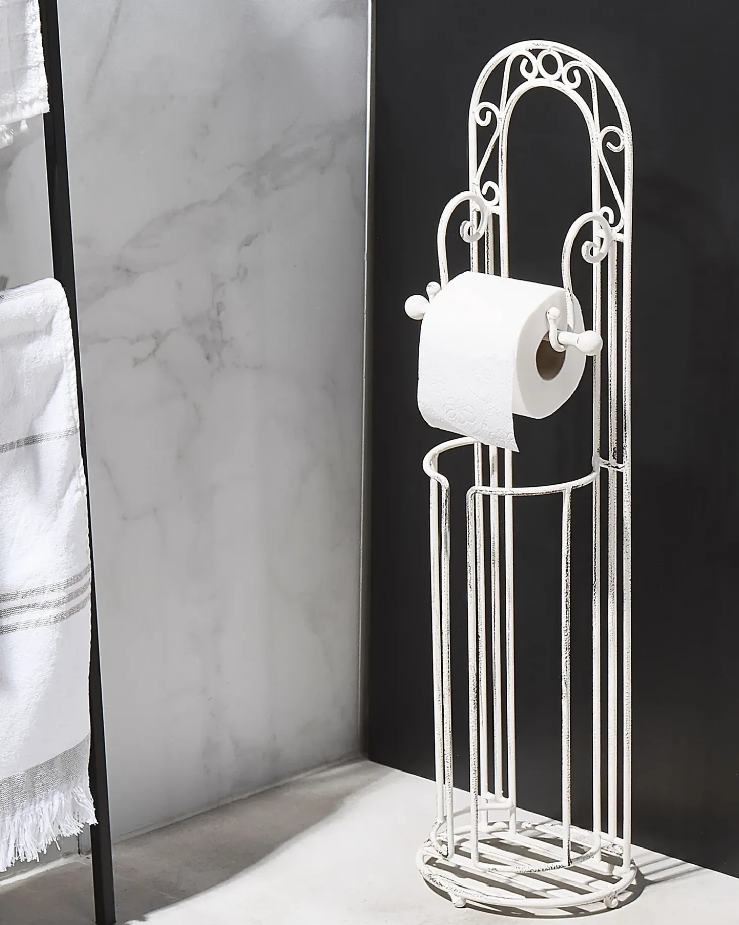 Holder til toiletpapir og -børste TEMUCO Metal Hvid