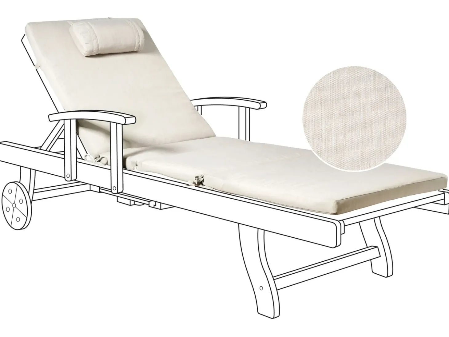 Hynde til liggestol TOSCANA/JAVA/AMANTEA PREMIUM 189 x 58 cm Lys Beige