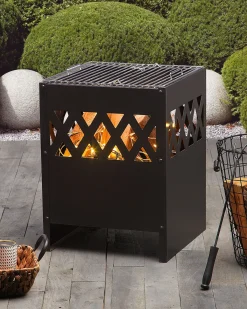 Ildsted med grill SHIGA Metal Sort