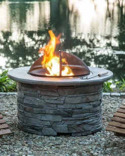 Ildsted med grill TAMBORA Beton Grå