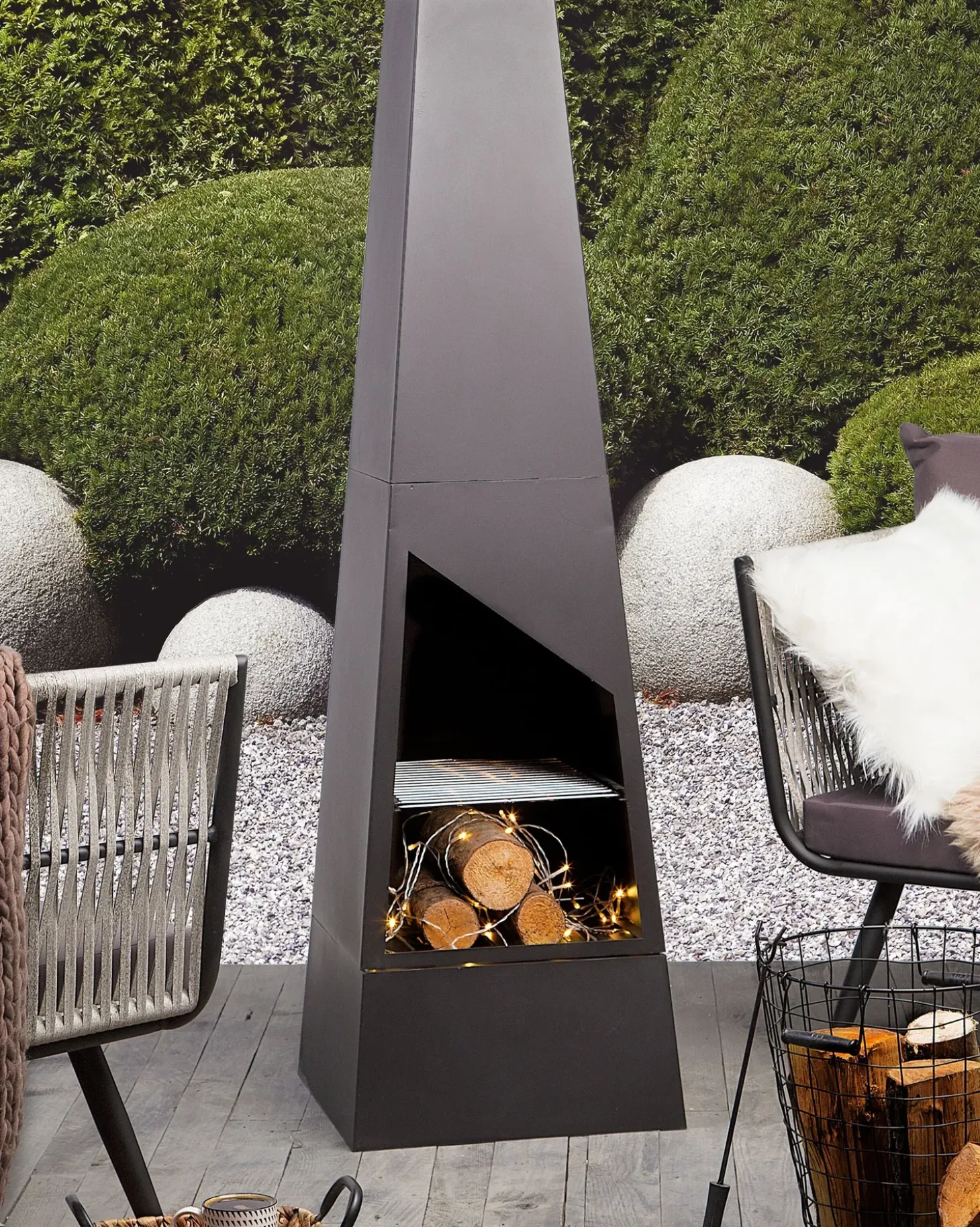 Ildsted med grill YATE Metal Sort