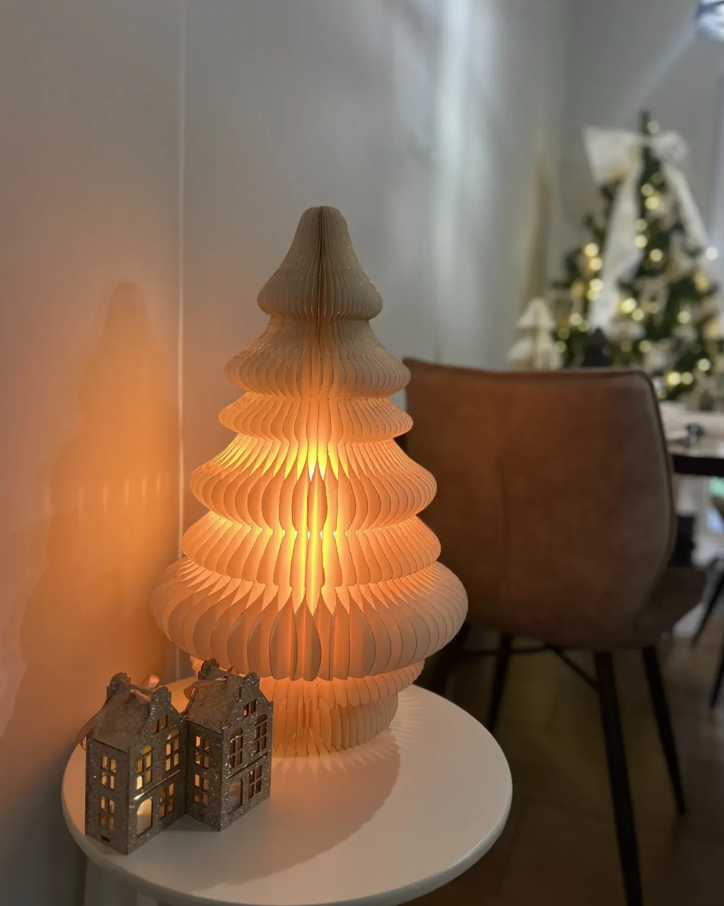 Juledekoration Bordlampe DREVJA Juletræ 51 cm Beige