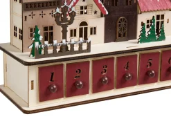 Juledekoration LED ASPERN Adventskalender 18 cm Rød