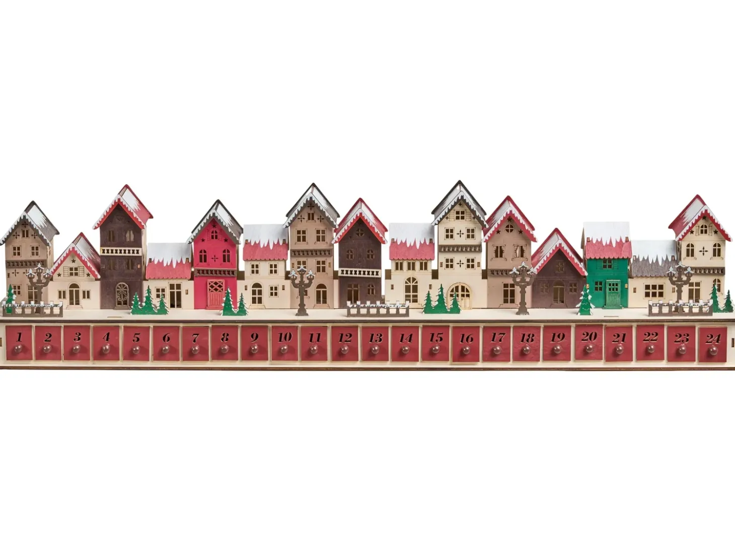 Juledekoration LED ASPERN Adventskalender 18 cm Rød