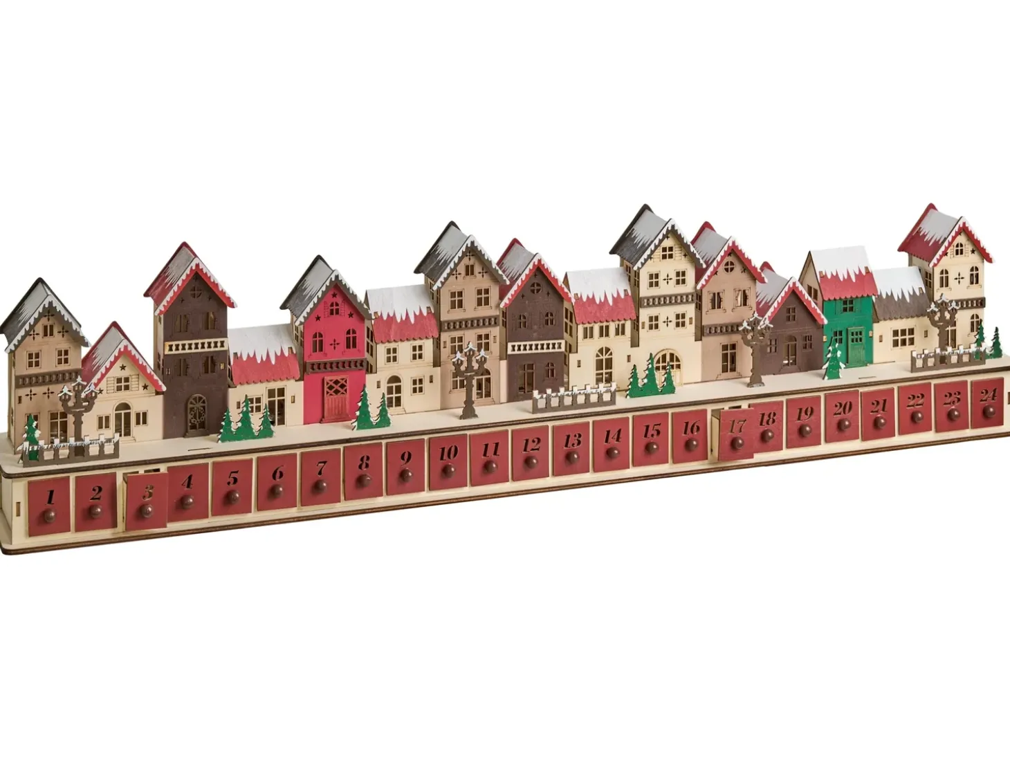 Juledekoration LED ASPERN Adventskalender 18 cm Rød