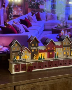 Juledekoration LED ASPERN Adventskalender 18 cm Rød