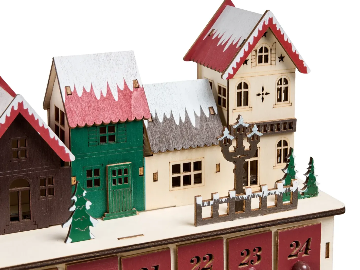 Juledekoration LED ASPERN Adventskalender 18 cm Rød