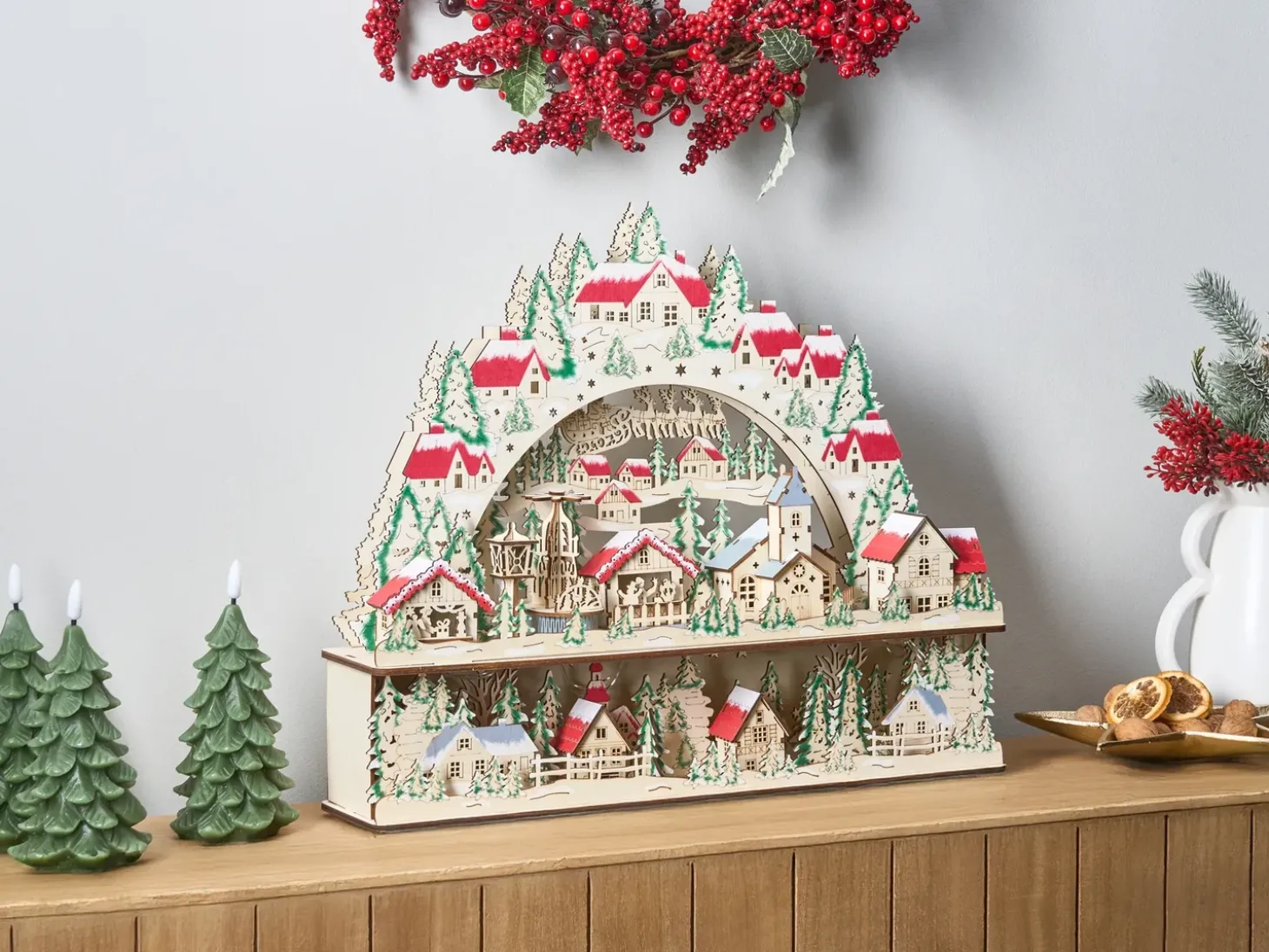 Juledekoration LED BOLKESJO 39 cm Lysebrun