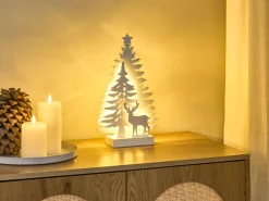Juledekoration LED FEMAN Rensdyr Juletræ 36 cm Hvid