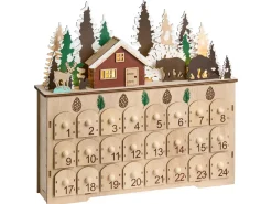 Juledekoration LED HELIN Adventskalender 33 cm Lysebrun