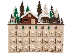 Juledekoration LED HELIN Adventskalender 33 cm Lysebrun