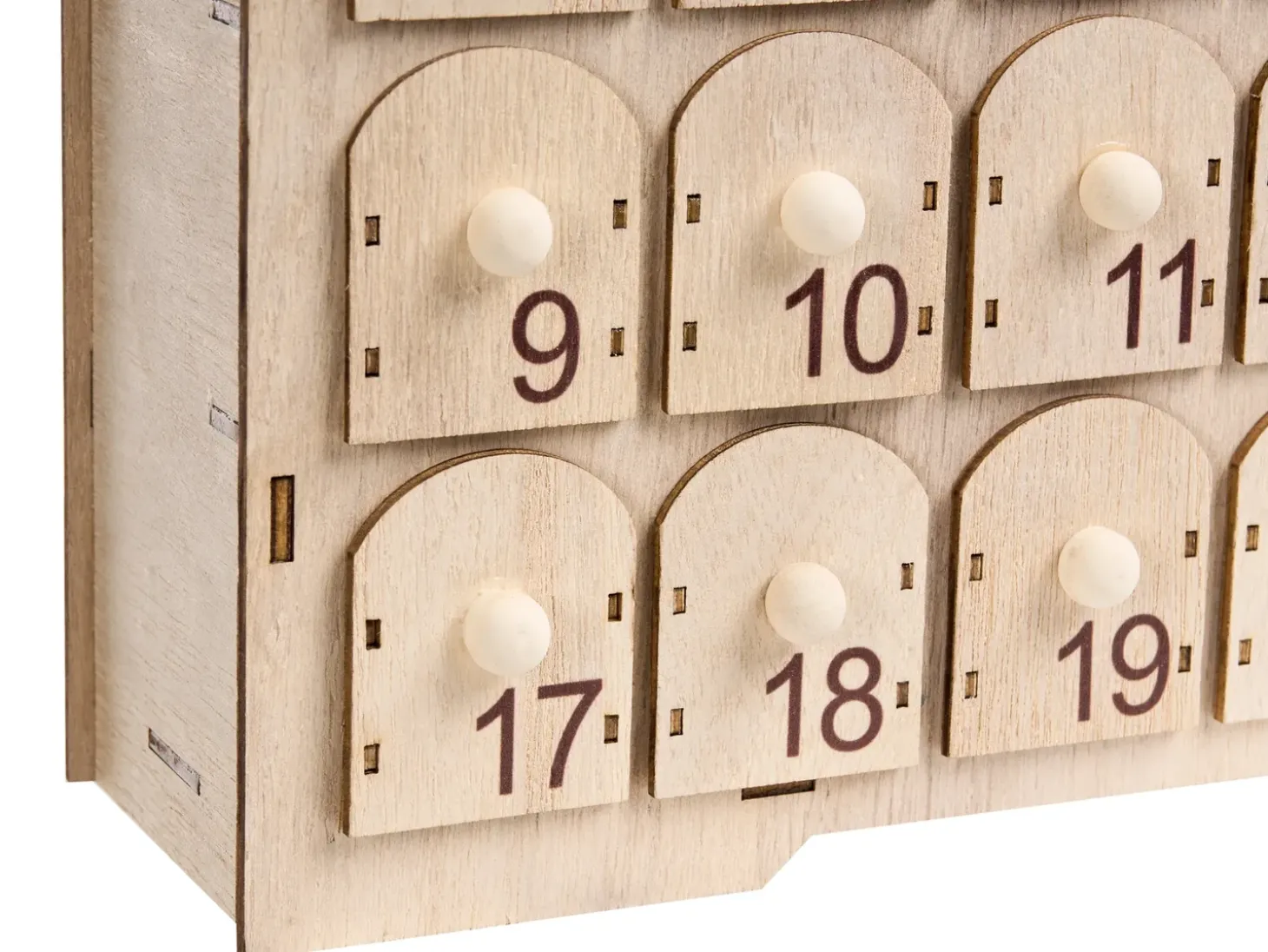 Juledekoration LED HELIN Adventskalender 33 cm Lysebrun