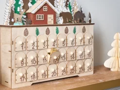 Juledekoration LED HELIN Adventskalender 33 cm Lysebrun