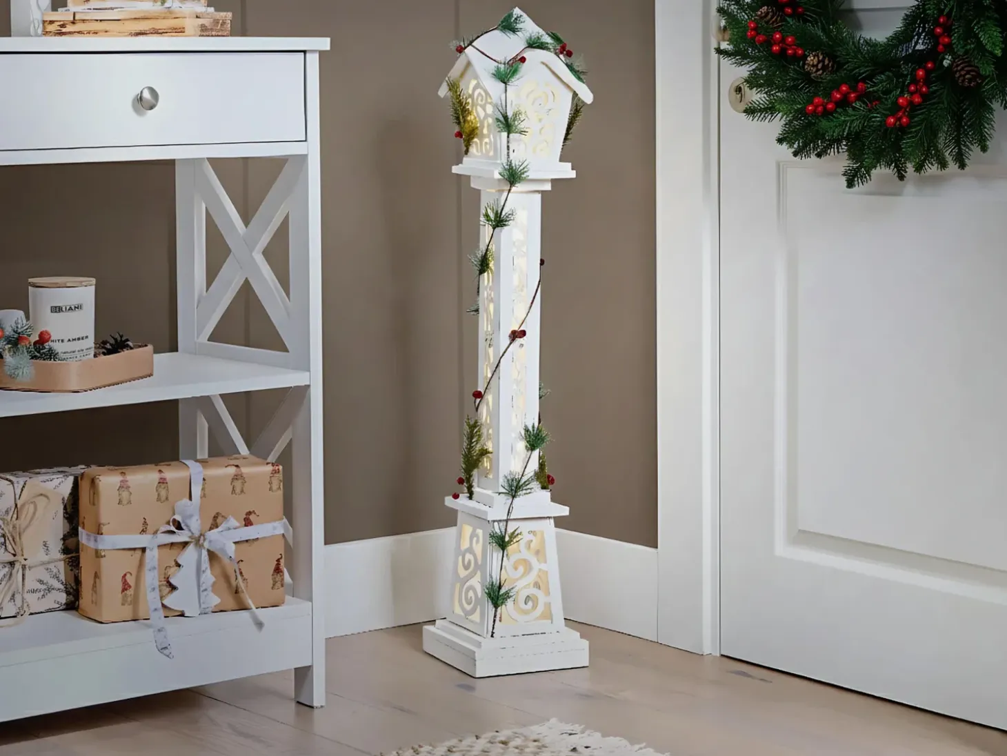 Juledekoration LED LUMMENE Søjle lampe 80 cm Hvid