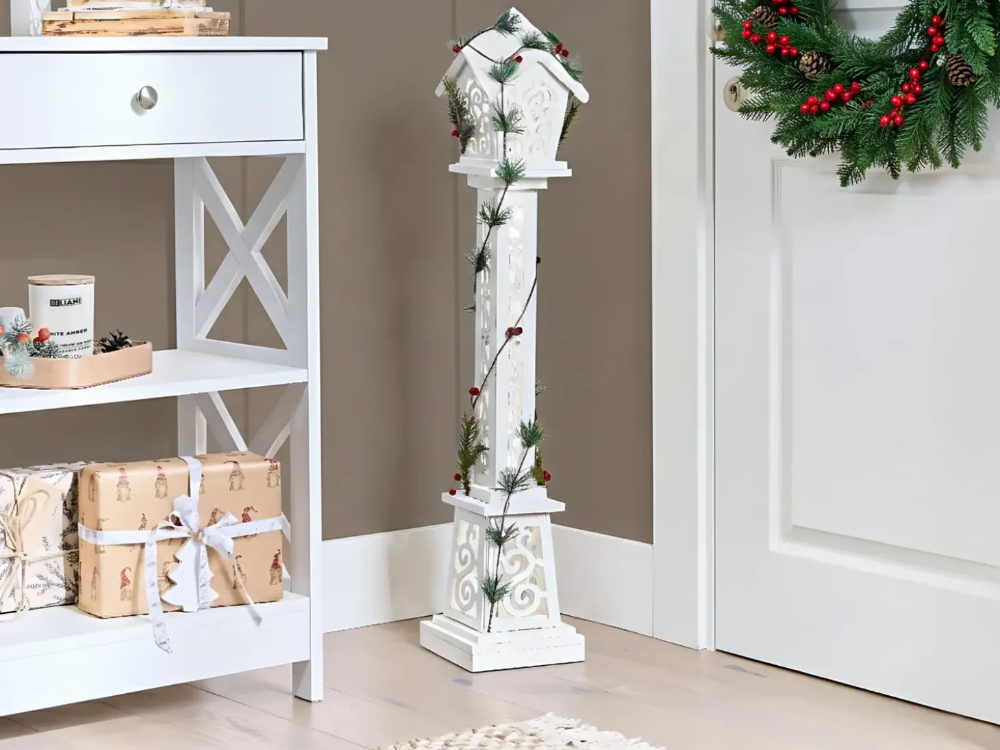 Juledekoration LED LUMMENE Søjle lampe 80 cm Hvid