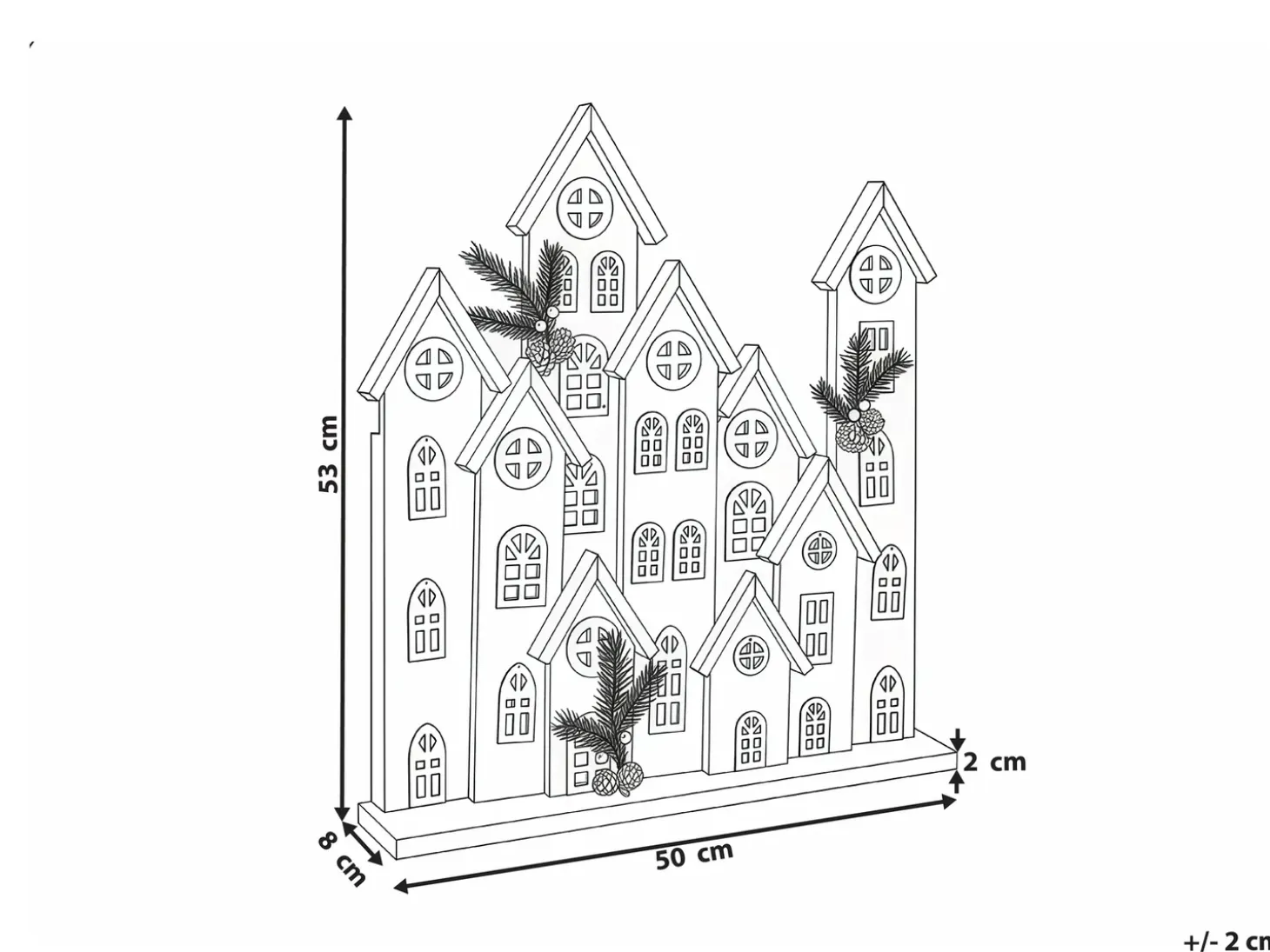 Juledekoration LED MAAVESI Hus 53 cm Hvid