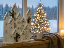 Juledekoration LED MAAVESI Hus 53 cm Hvid