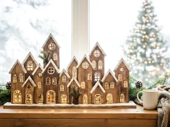 Juledekoration LED MALLOS Hus 45 cm Brun