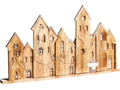 Juledekoration LED MALLOS Hus 45 cm Brun