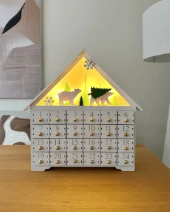 Juledekoration LED MJOSA Adventskalender 33 cm Hvid