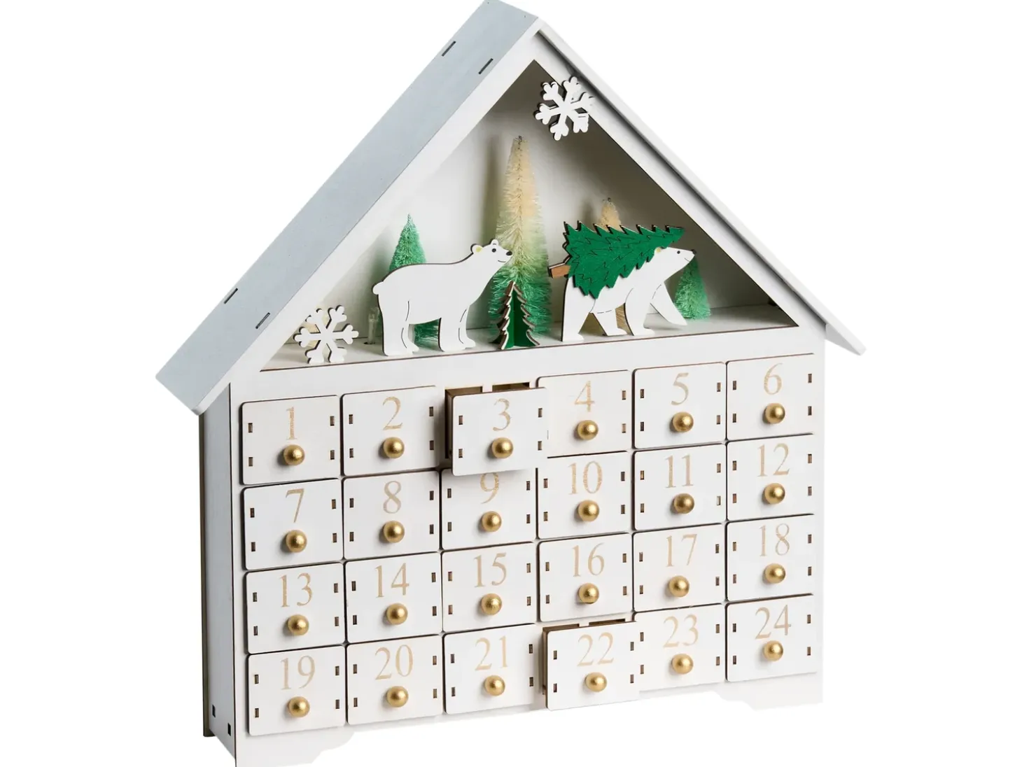 Juledekoration LED MJOSA Adventskalender 33 cm Hvid