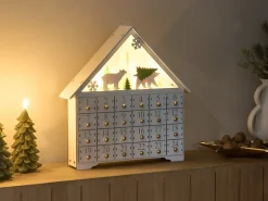 Juledekoration LED MJOSA Adventskalender 33 cm Hvid