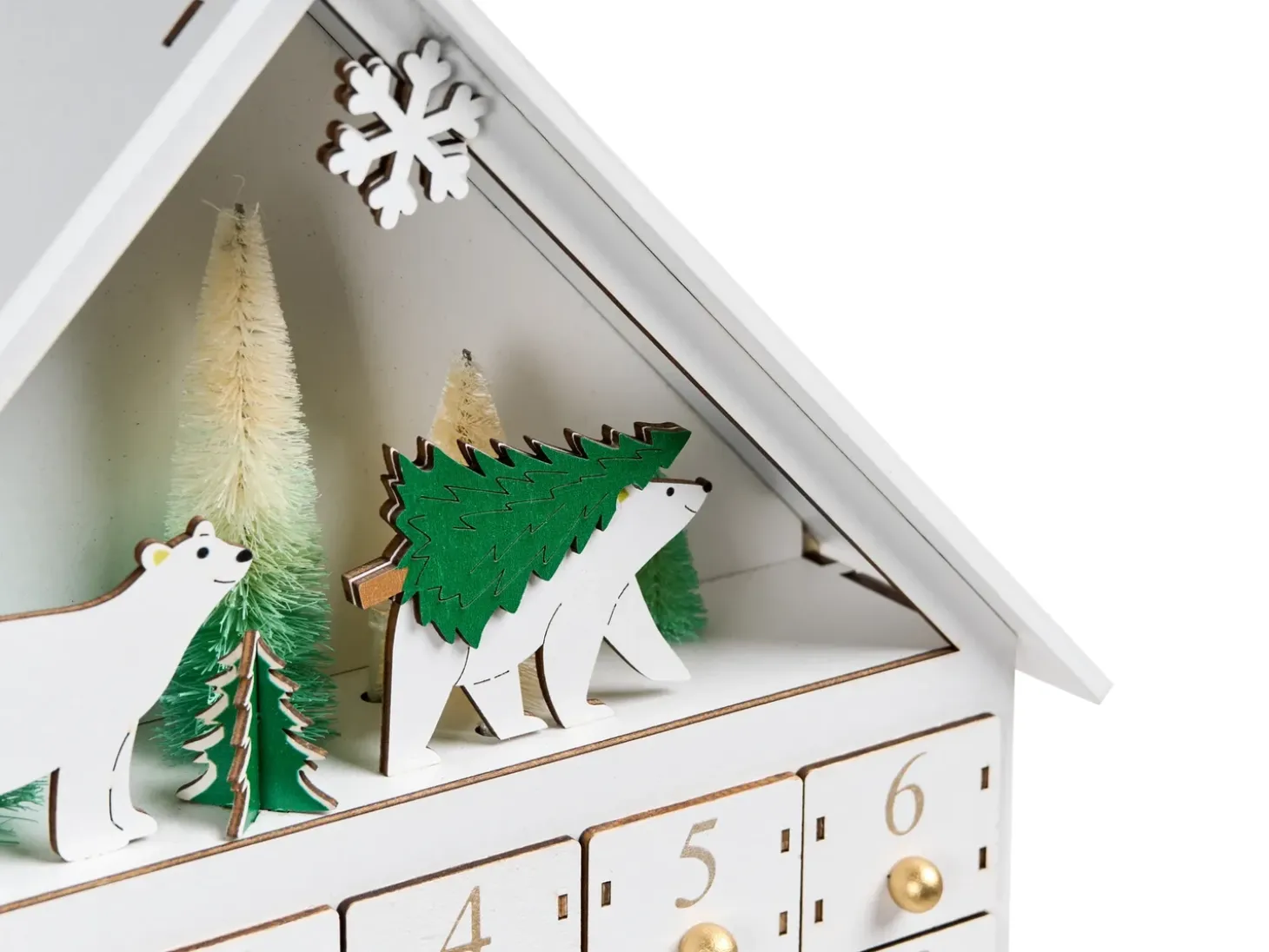 Juledekoration LED MJOSA Adventskalender 33 cm Hvid
