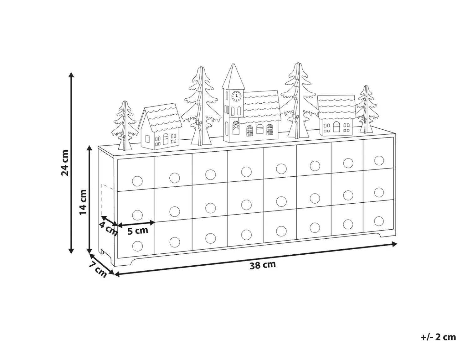 Juledekoration LED MUONIO Adventskalender 24 cm Hvid