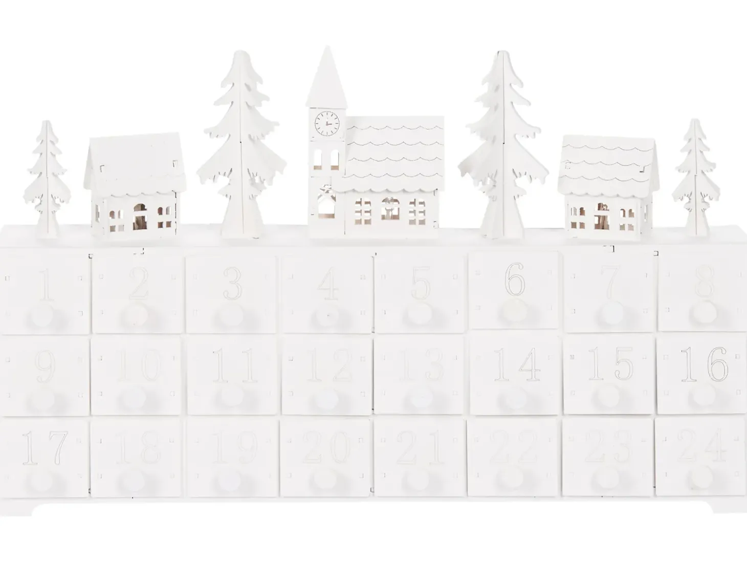 Juledekoration LED MUONIO Adventskalender 24 cm Hvid