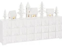 Juledekoration LED MUONIO Adventskalender 24 cm Hvid
